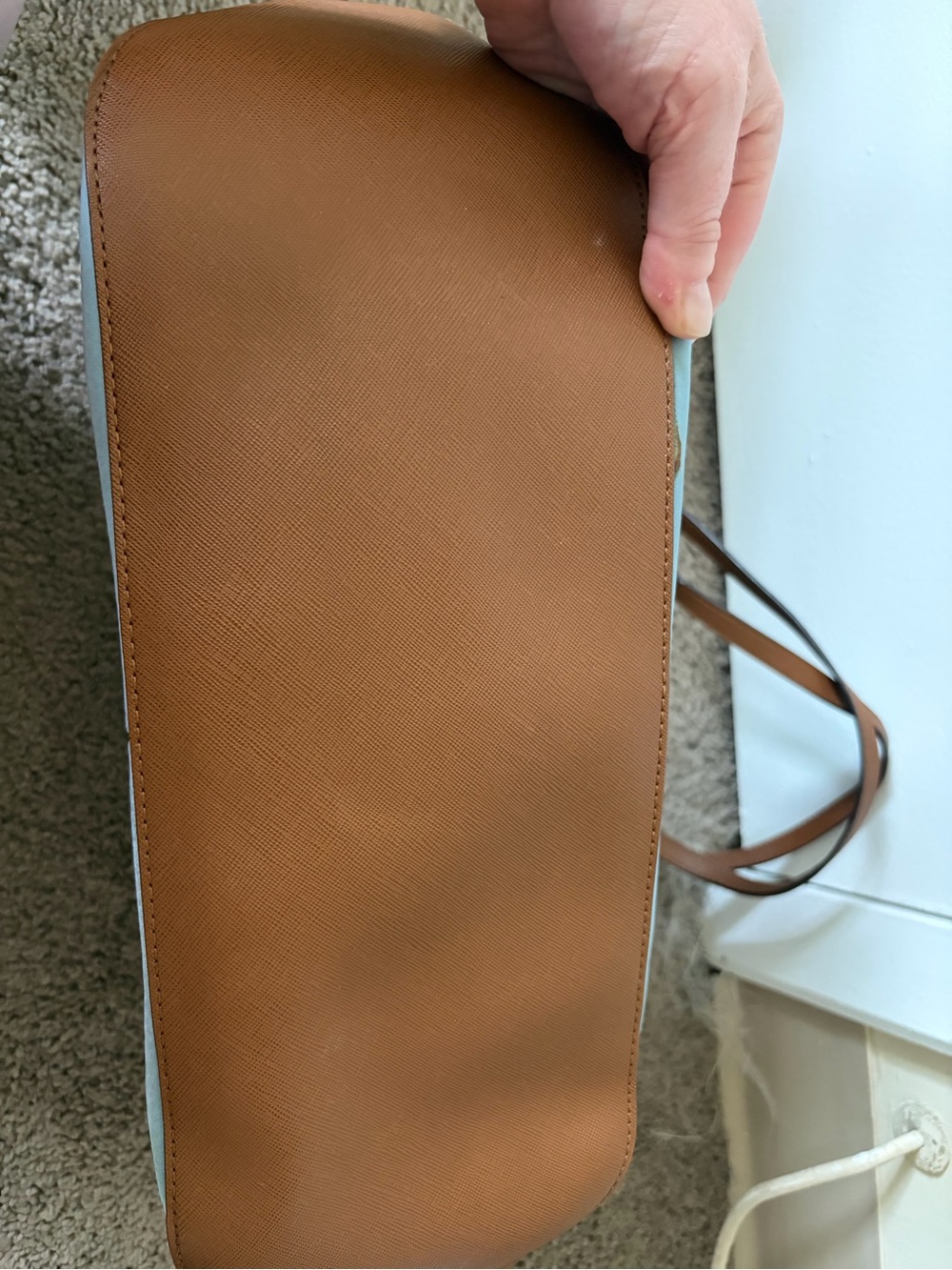 Michael Kors light blue nylon tote with brown leather trim - Picture 7 of 15